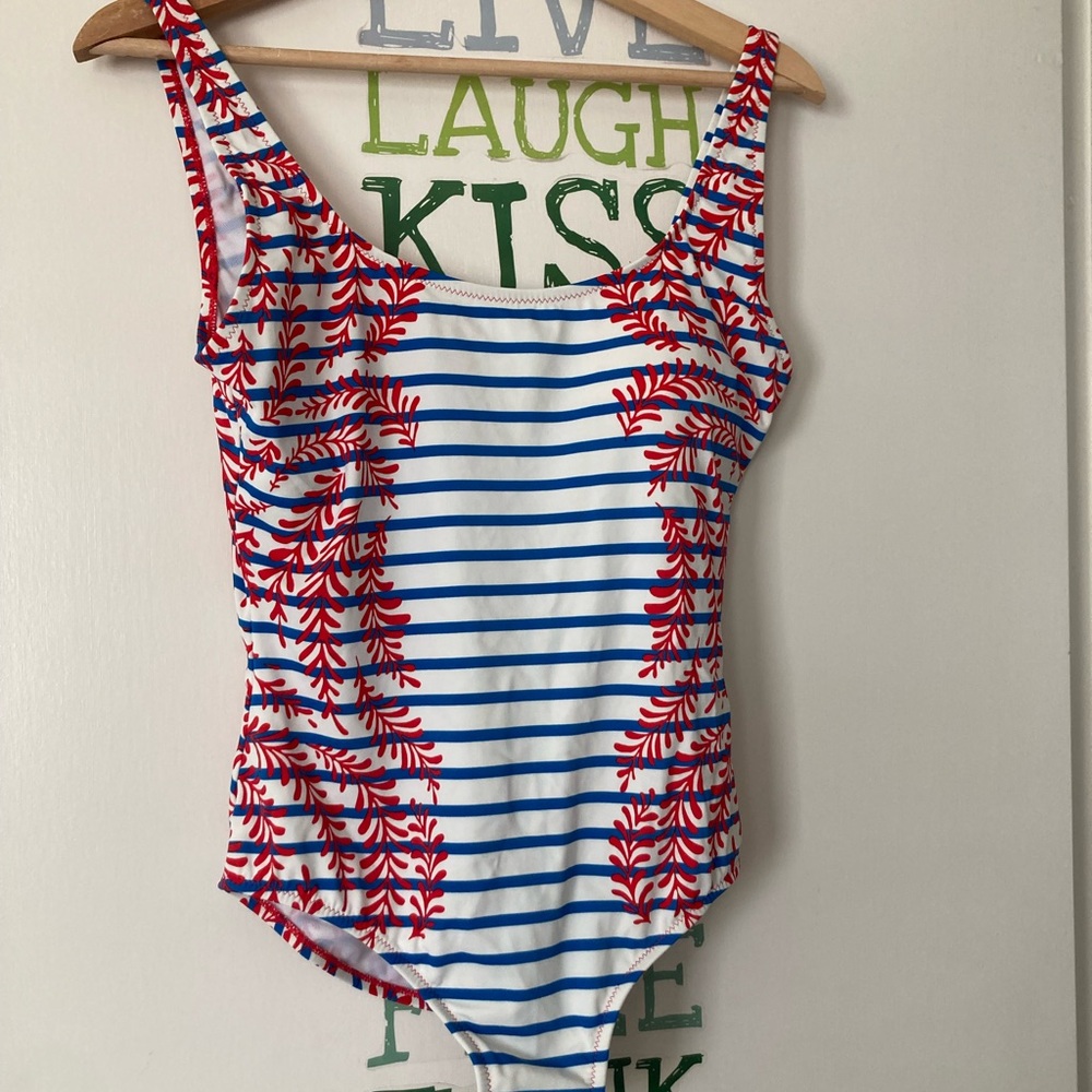Striped Red and White Boden Swimsuit Size 10